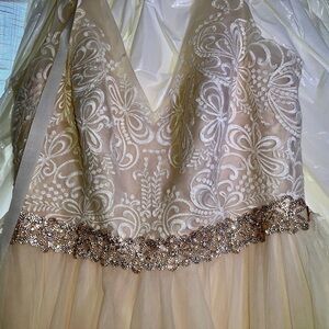 Elegant Cream and White Wedding Embroidered Dress